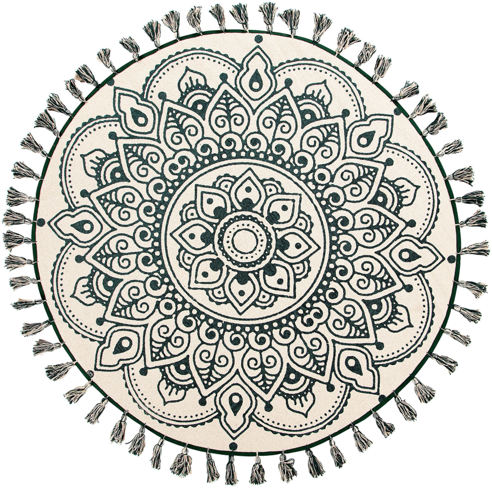 Teppich beige/grün Baumwolle ø 120 cm Mandala-Muster IRICE Bild 1