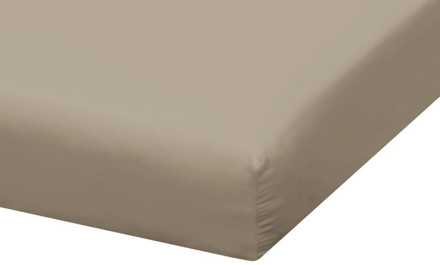 Traumschlaf Zwirn Jersey Boxspring Spannbetttuch für Topper Premium|180x200 - 200x220 cm| taupe Bild 1