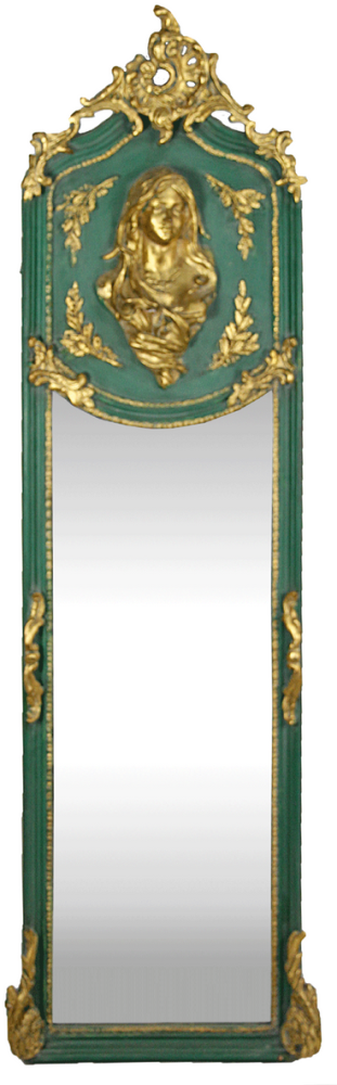 Casa Padrino Luxus Barock Wandspiegel Madonna Grün / Gold 55 x H. 175 cm - Massiv und Schwer - Antik Stil Spiegel Bild 1