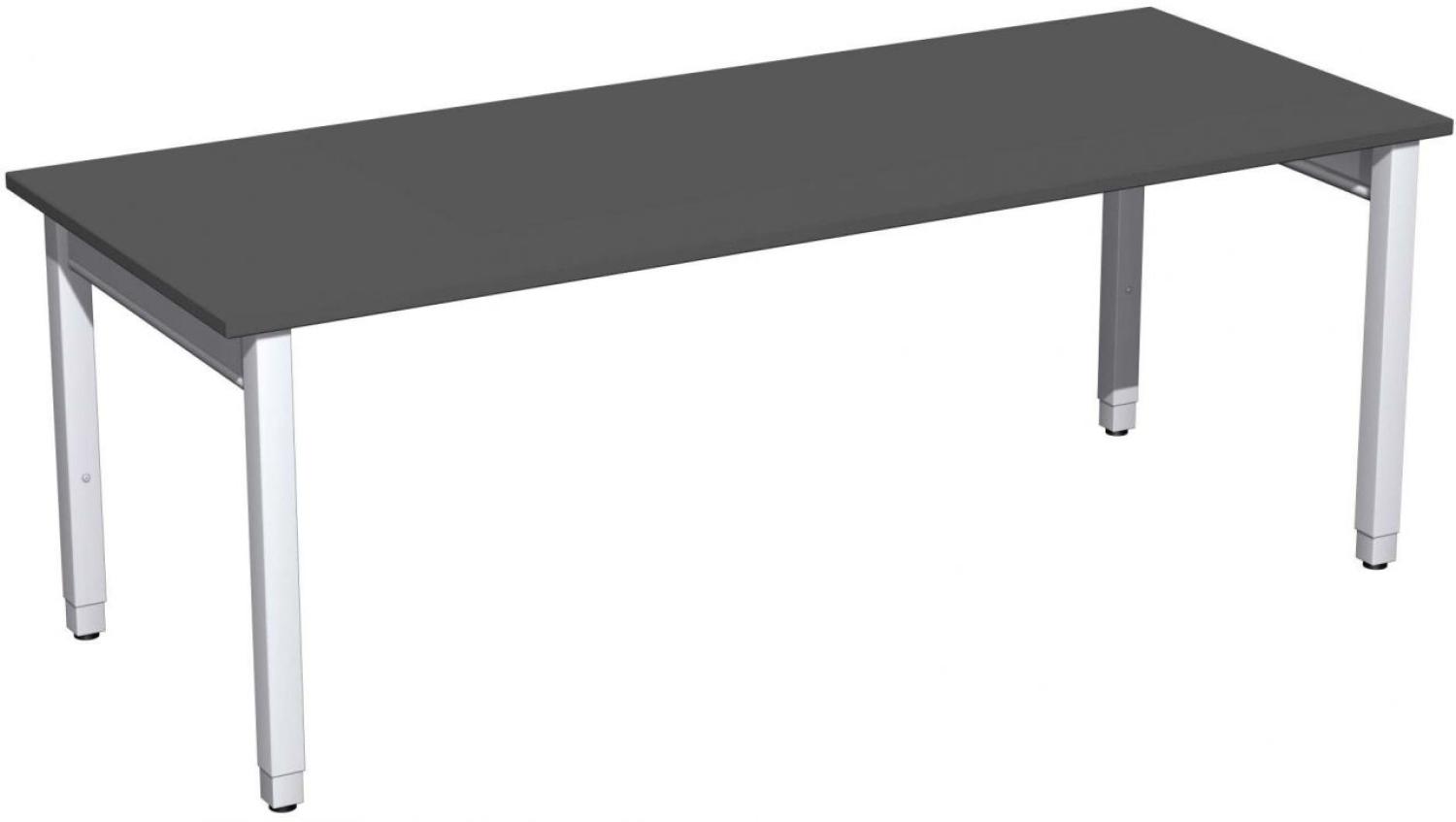 Schreibtisch '4 Fuß Pro Quadrat' höhenverstellbar, 200x80x68-86cm, Graphit / Silber Bild 1