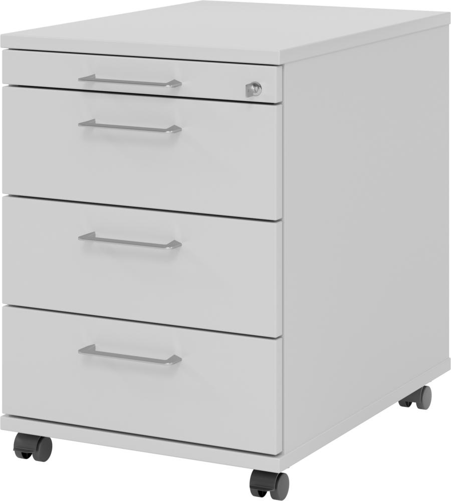 bümö® Rollcontainer Office abschließbar mit Universalschubladen & Bügelgriffen in grau Bild 1