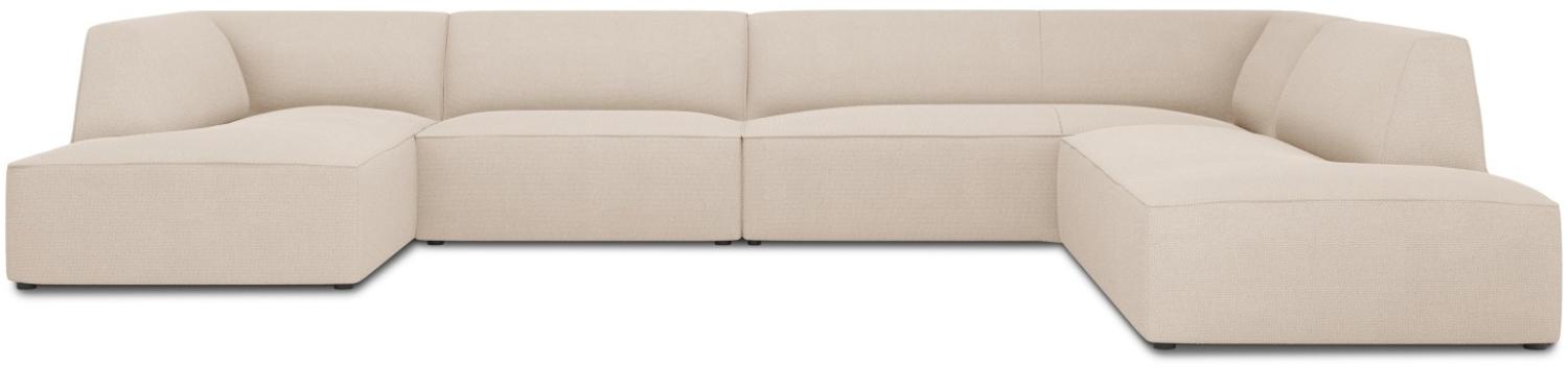 Micadoni 7-Sitzer Panorama Ecke rechts Sofa Ruby | Bezug Beige | Beinfarbe Black Plastic Bild 1