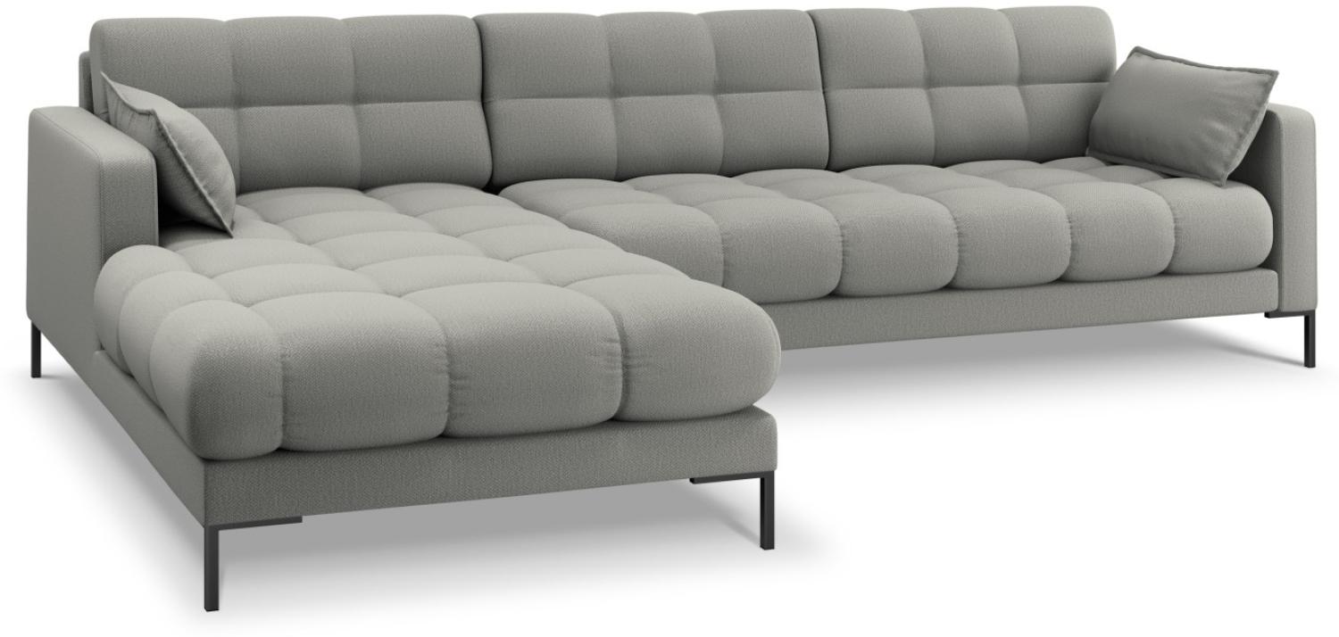 Micadoni 5-Sitzer Ecke links Sofa Mamaia | Bezug Light Grey | Beinfarbe Black Metal Bild 1