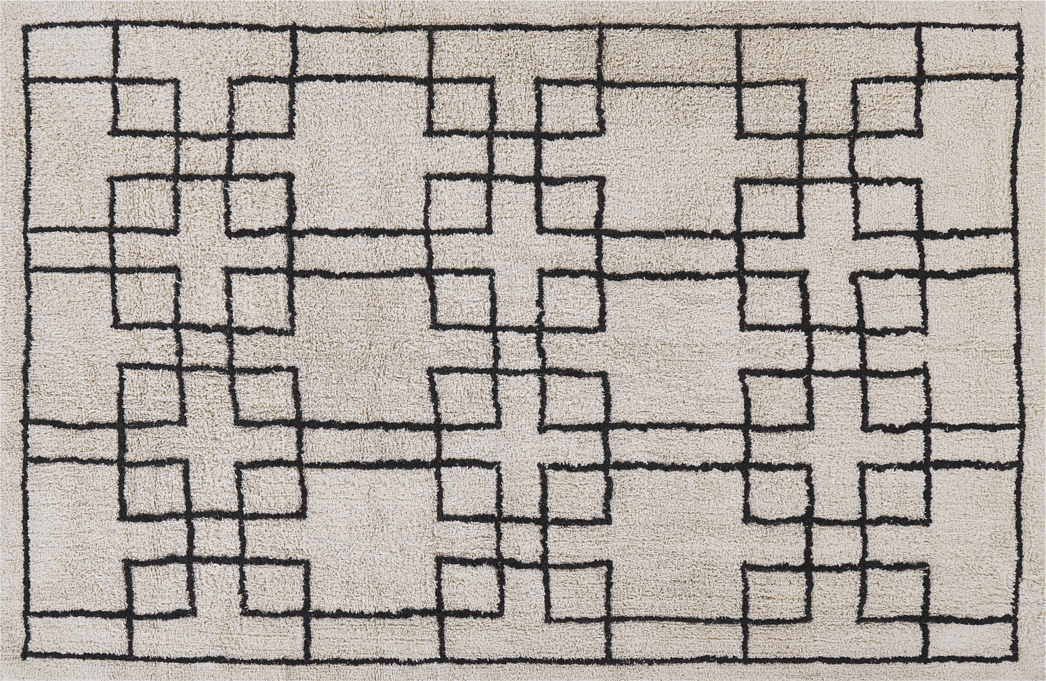 Teppich Baumwolle beige 160 x 230 cm geometrisches Muster Kurzflor TURHAL Bild 1