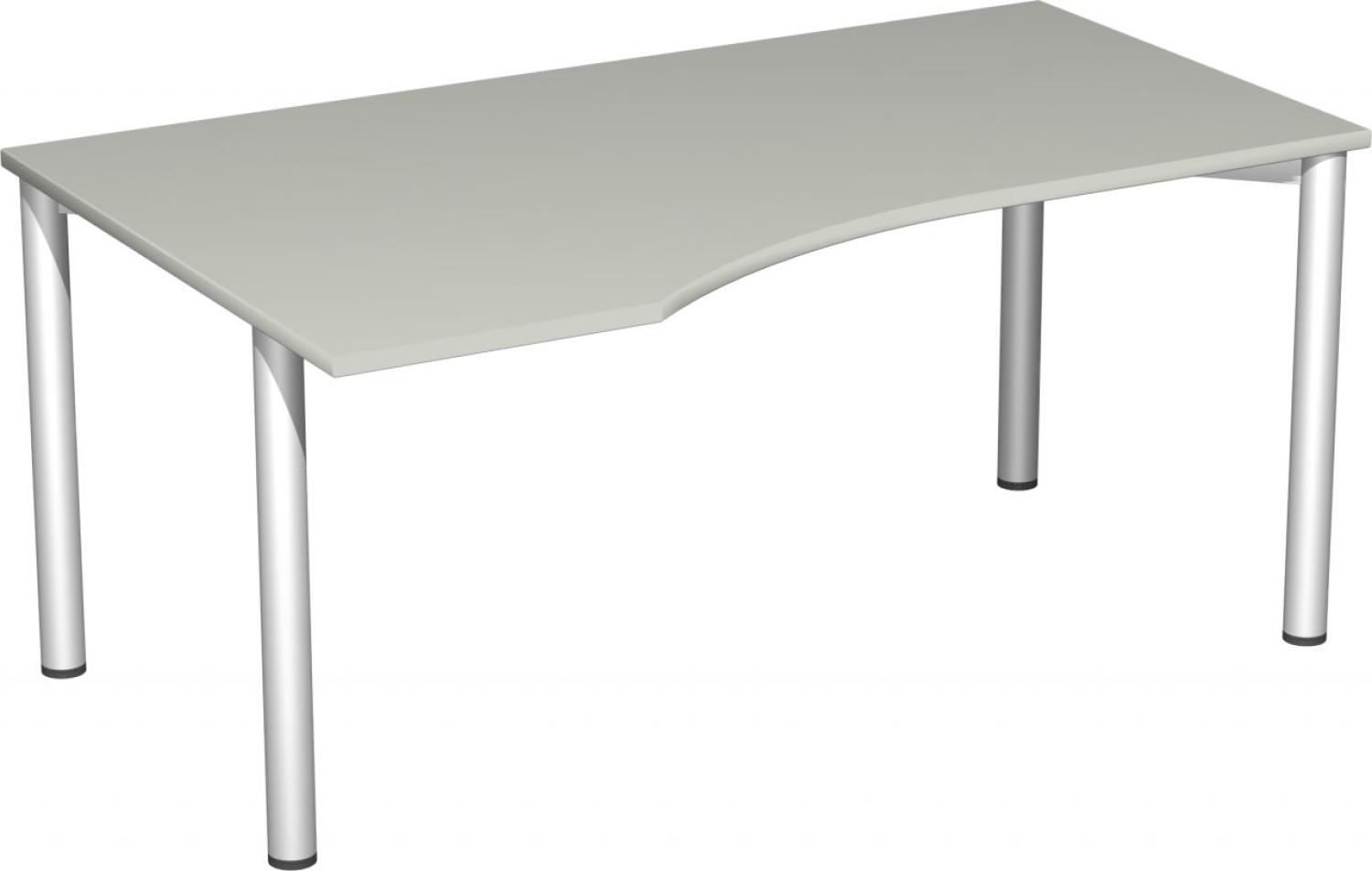 PC-Schreibtisch '4 Fuß Flex' links, 160x100cm, Lichtgrau / Silber Bild 1