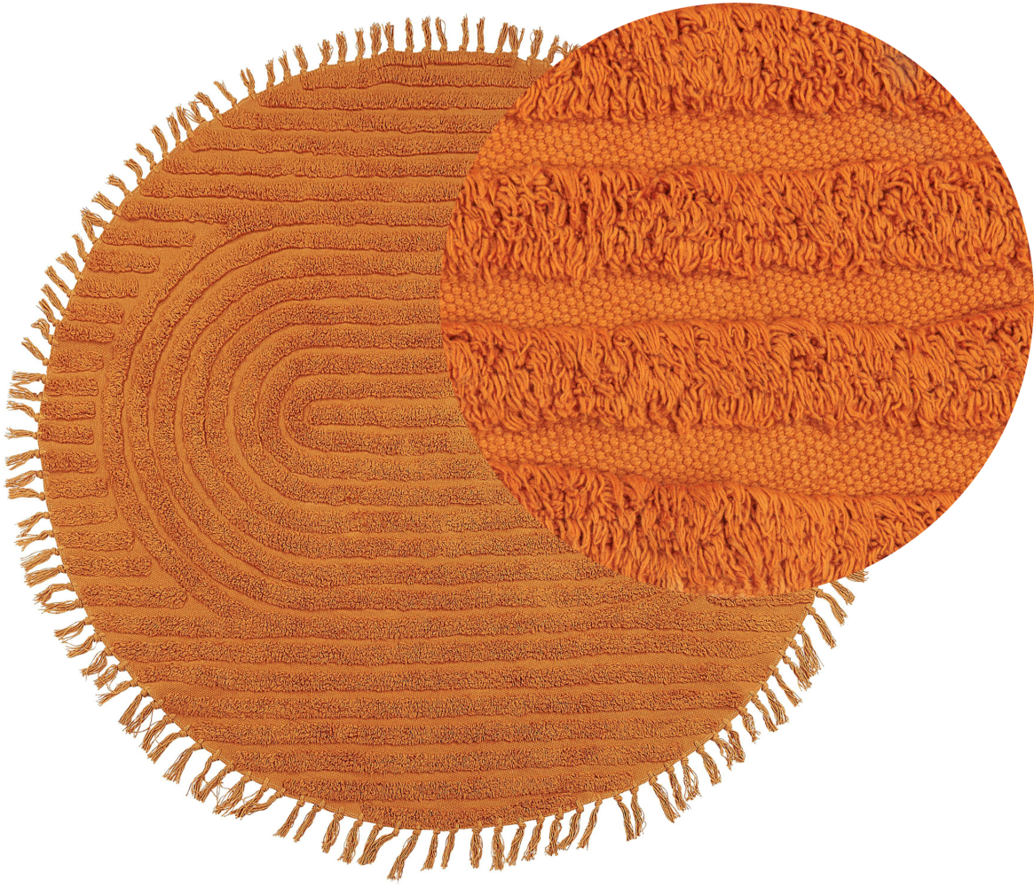 Teppich Baumwolle orange ⌀ 140 cm rund HALFETI Bild 1