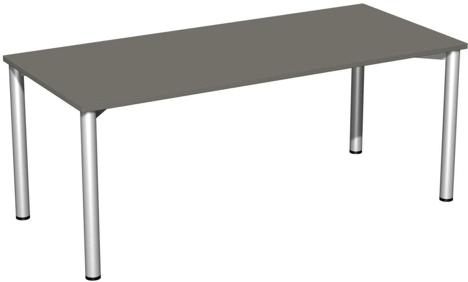 Schreibtisch '4 Fuß Flex', feste Höhe 180x80cm, Graphit / Silber Bild 1