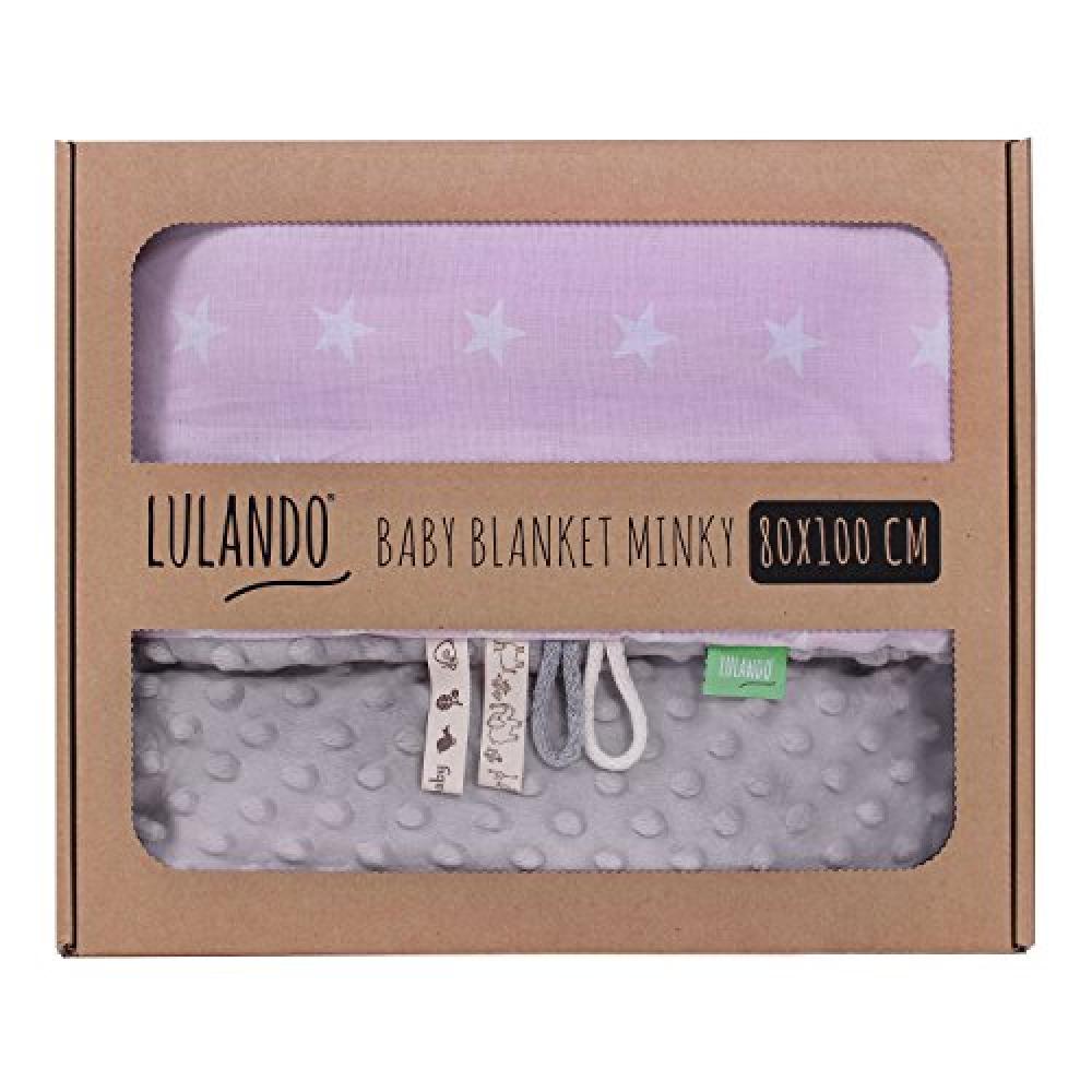 LULANDO 'Grey - White Stars / Pink' Krabbeldecke 80x100 cm Bild 1