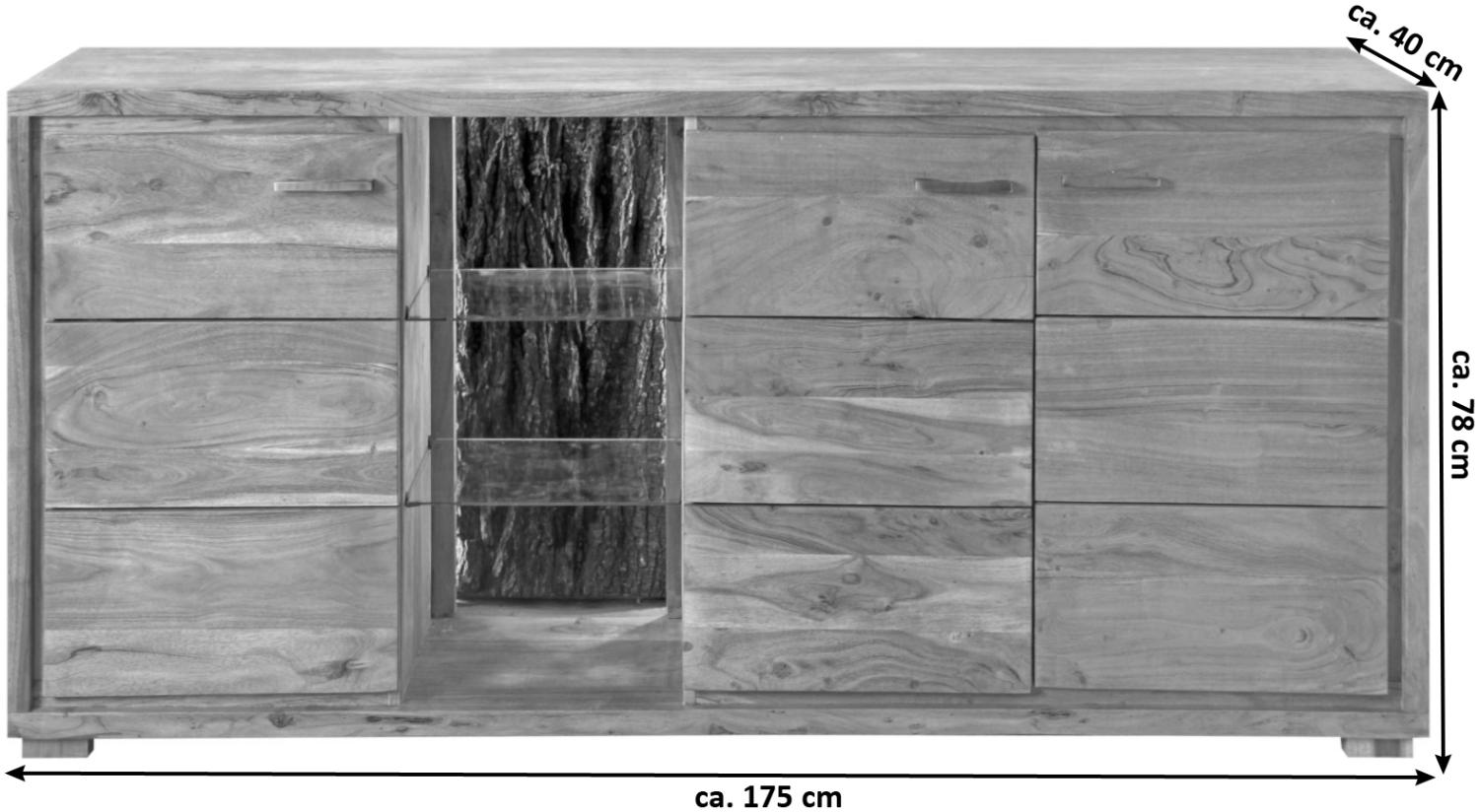 Sideboard Kommode 175 x 78 x 40 cm Akazienholz stonefarben KATI 526572 Bild 1