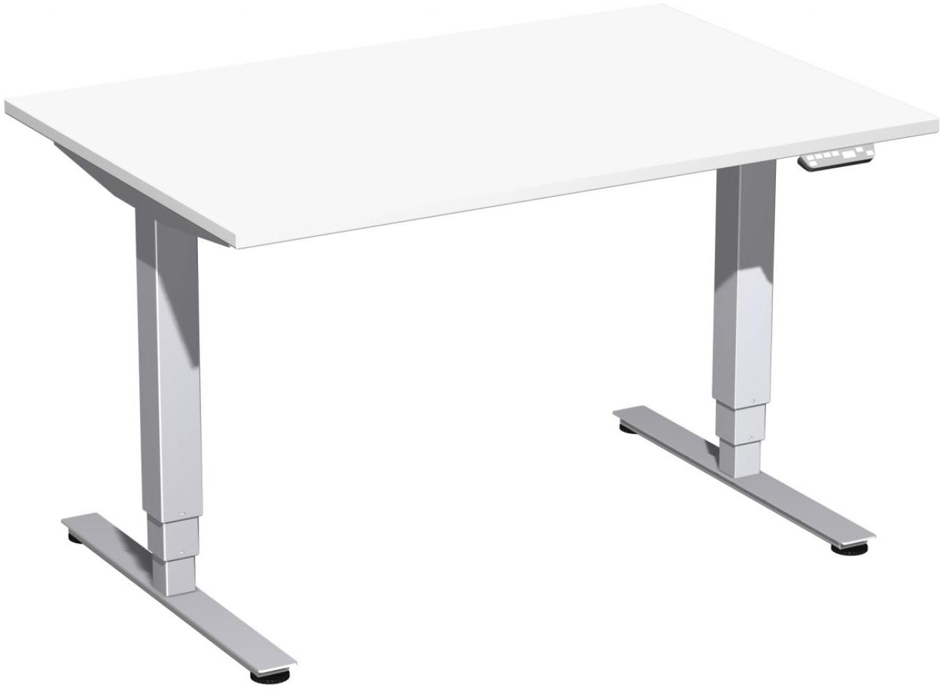 Elektro-Hubtisch 'Pro+', höhenverstellbar, 120x80x62-128cm, gerade, Weiß / Silber Bild 1