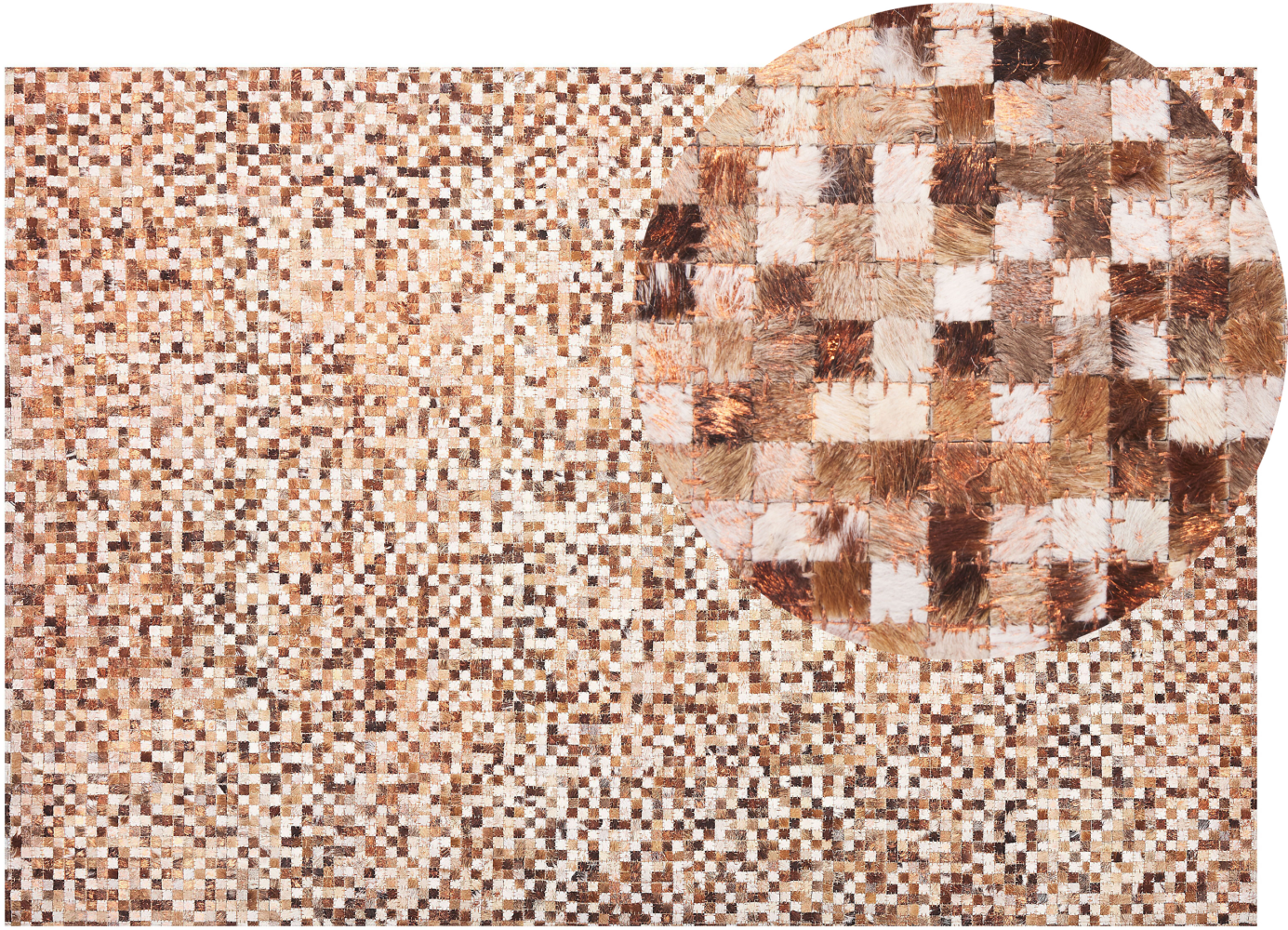 Teppich Kuhfell braun / beige 140 x 200 cm geometrisches Muster Kurzflor TORUL Bild 1