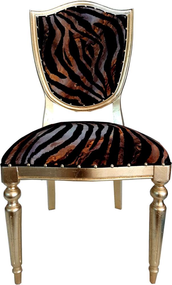 Casa Padrino Art Deco Luxus Esszimmer Stuhl Leopard / Gold - Luxus Hotel Möbel Bild 1
