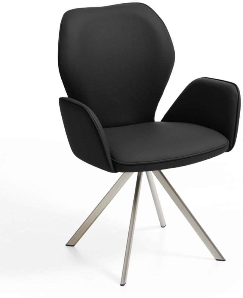 Niehoff Sitzmöbel Colorado Trend-Line Design-Armlehnenstuhl Edelstahl/Leder - 180° drehbar Napoli schwarz Bild 1