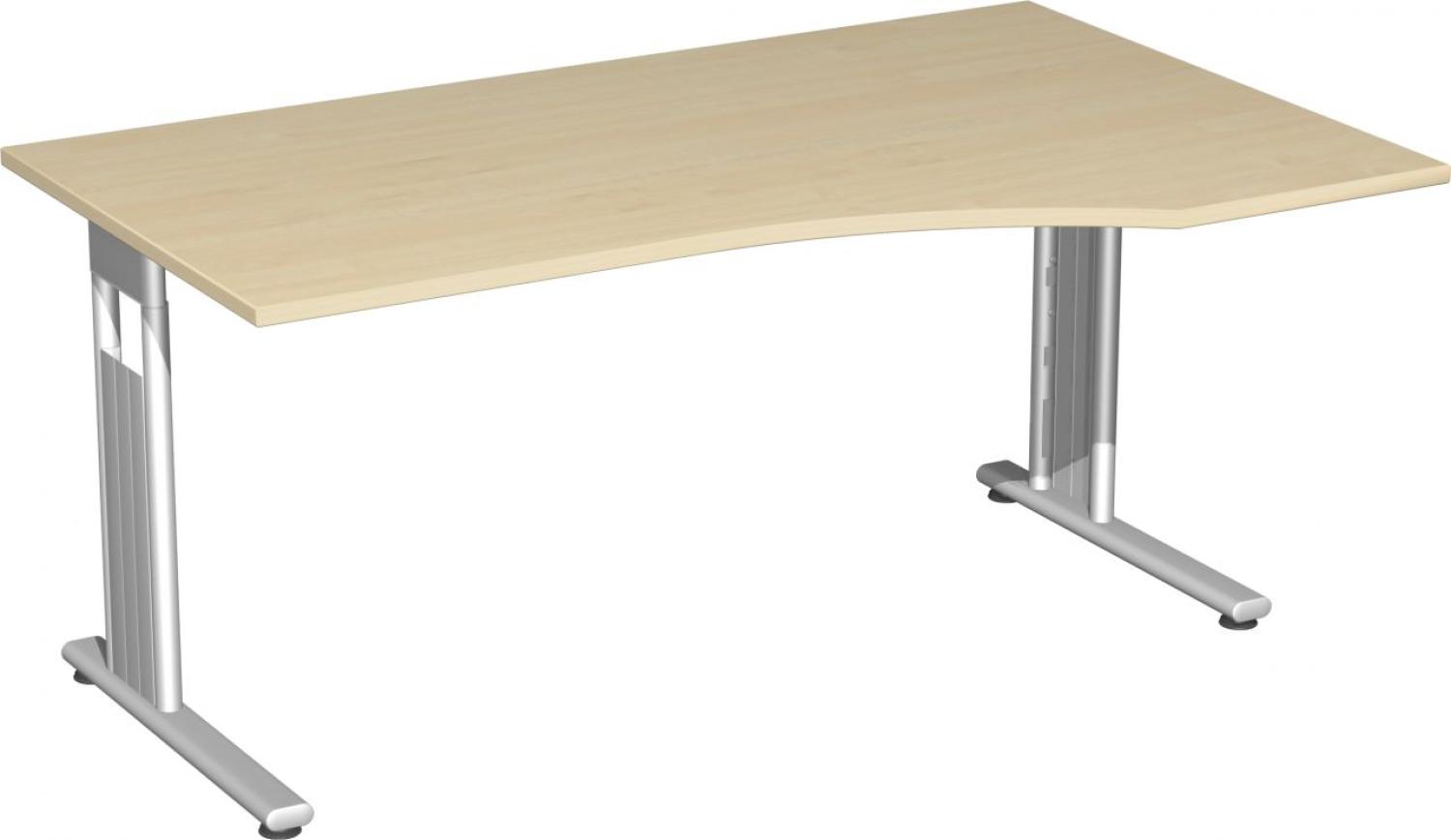 PC-Schreibtisch 'C Fuß Flex' rechts, feste Höhe 180x100x72cm, Ahorn / Silber Bild 1