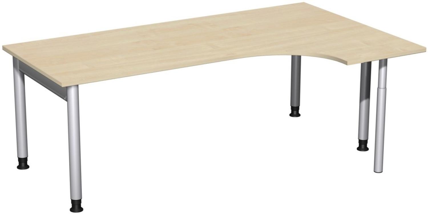 PC-Schreibtisch '4 Fuß Pro' rechts, höhenverstellbar, 200x120cm, Ahorn / Silber Bild 1