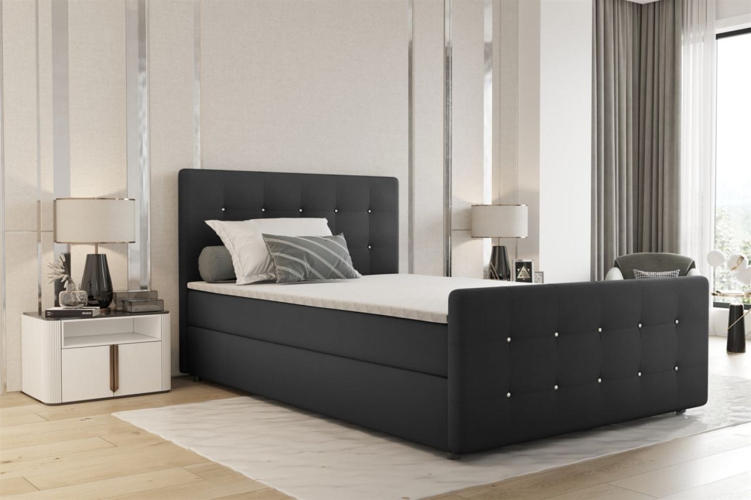 Boxspringbett Schlafzimmerbett MARKOS 160x200cm Stoff Soro Dunkelgrau inkl. Topper Bild 1