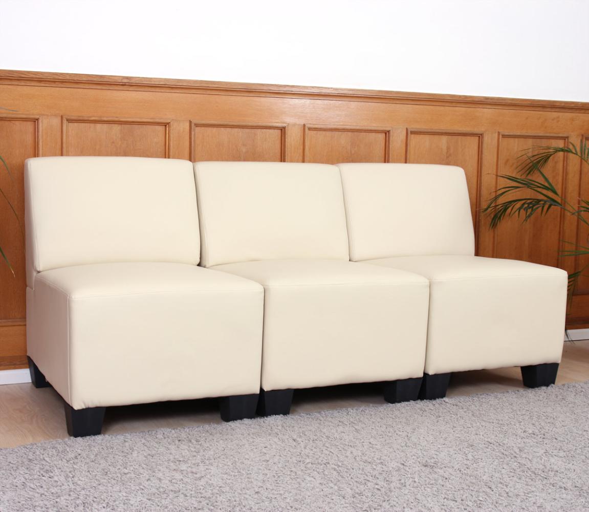 Modular 3-Sitzer Sofa Couch Lyon, Kunstleder ~ creme, ohne Armlehnen Bild 1