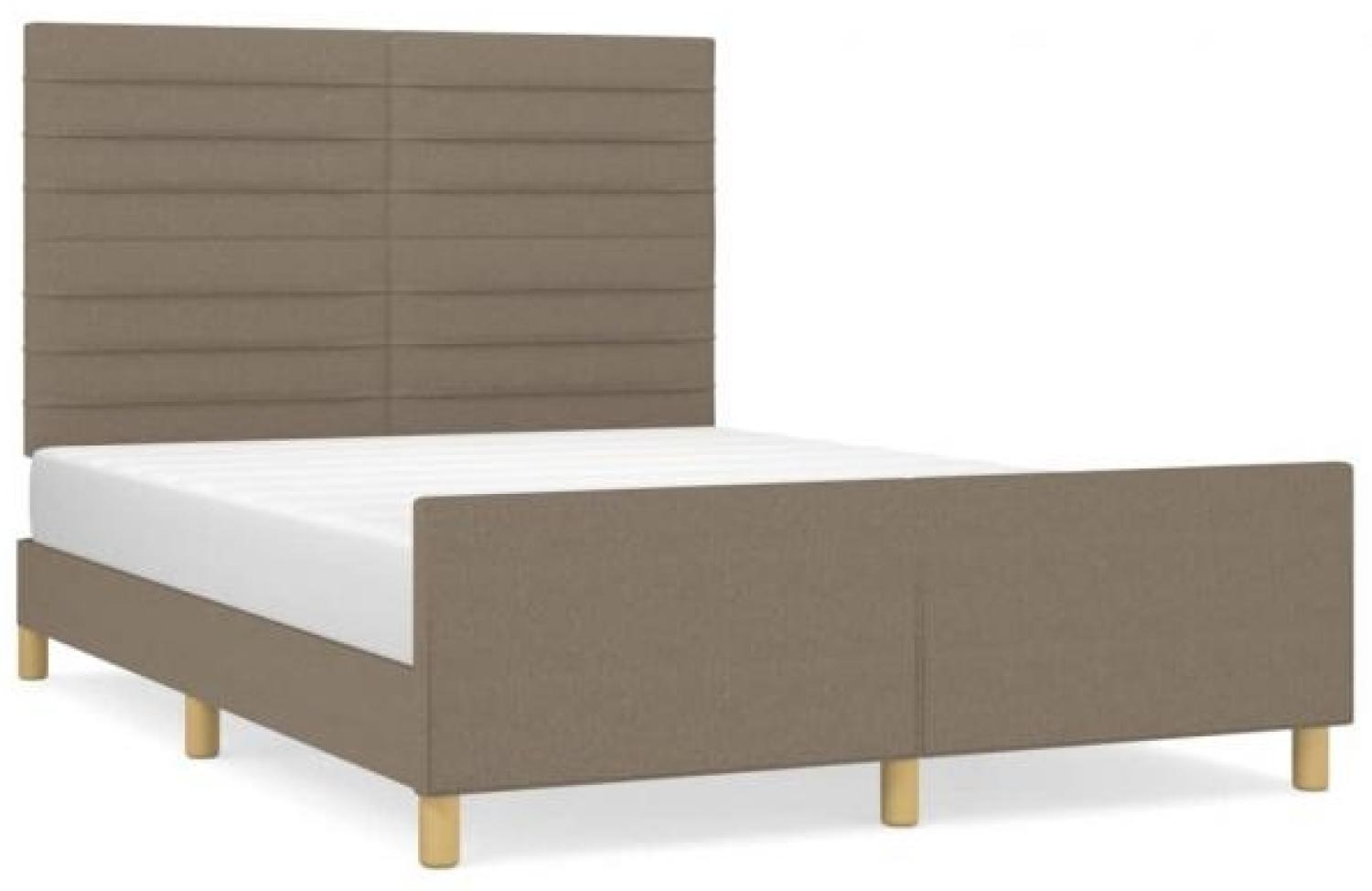 vidaXL Polsterbett mit Kopfteil Stoff Taupe 140 x 200 cm Bild 1