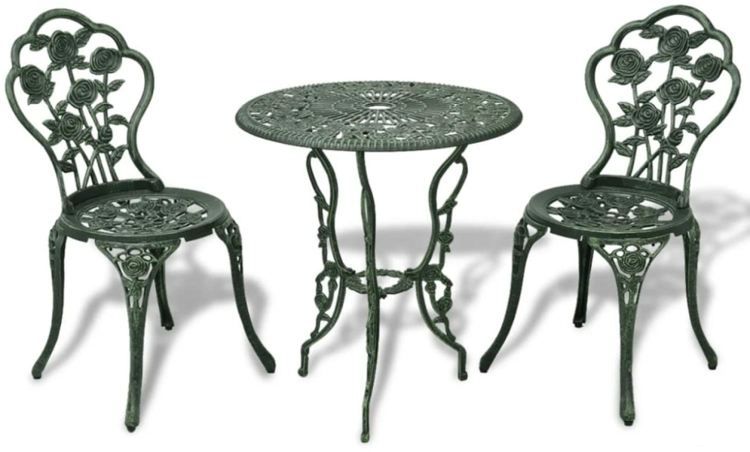 vidaXL 3-tlg. Bistro-Set Aluminiumguss Grün Bild 1