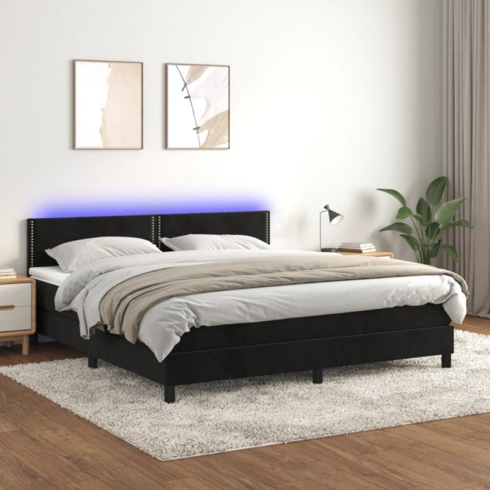 Boxspringbett mit Matratze & LED Schwarz 160x200 cm Samt (Farbe: Schwarz) Bild 1