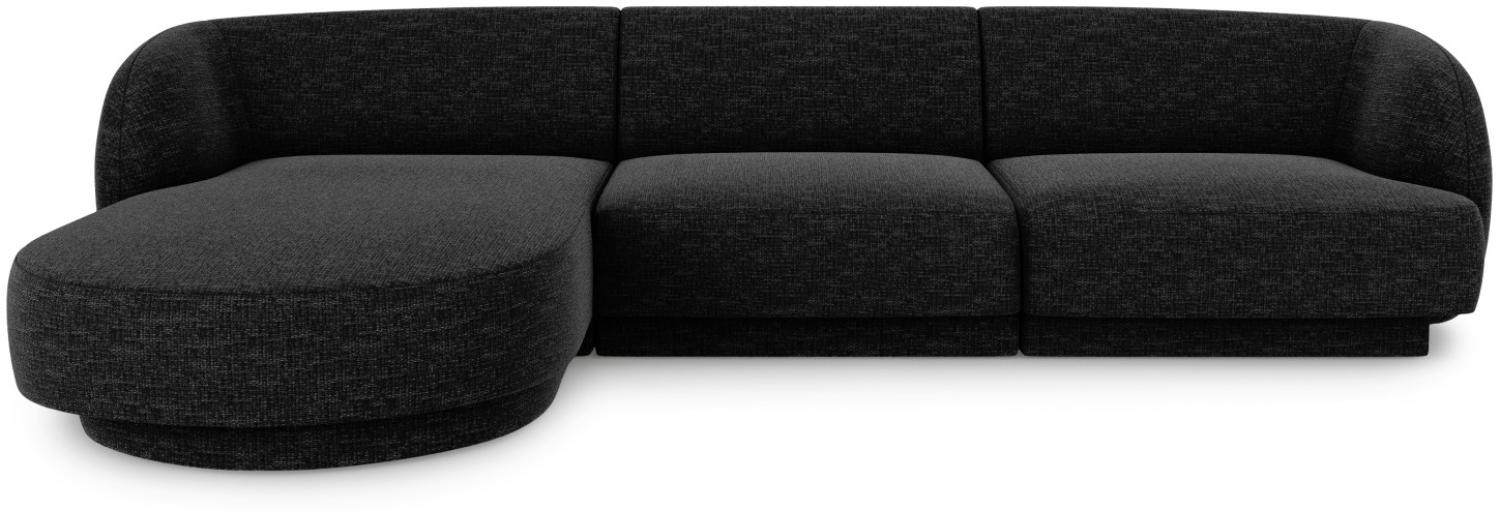 Micadoni 4-Sitzer Ecke links Sofa Miley | Bezug Black | Beinfarbe Black Plastic Bild 1
