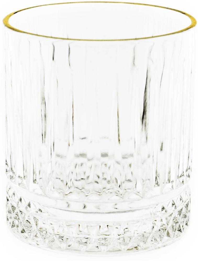 Almina Elisa 6 Tlg. Trinkgläser-Set Wasserglas mit Goldumrandung und Riffle Design 330 ml Bild 1