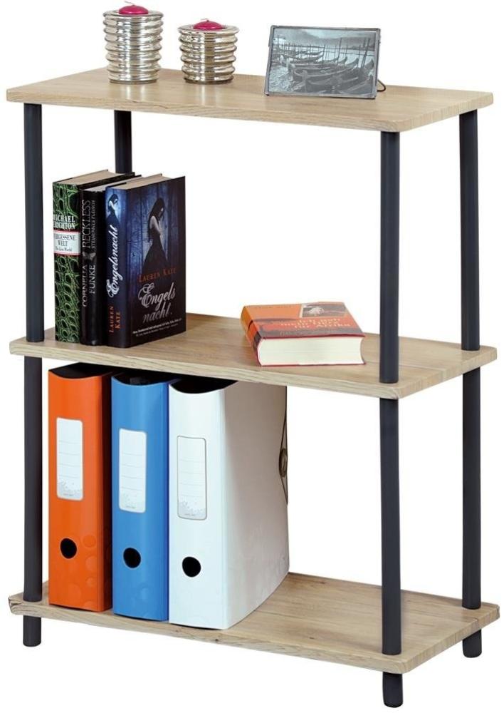 Bücherregal aus Holz auf Metallrahmen, Universal-Bücherregal für Wohnzimmer oder Wohnzimmer Bild 1