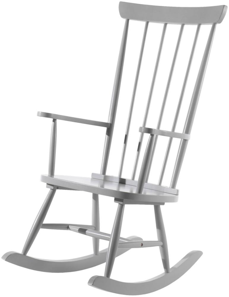 Rocking Chair Schaukelstuhl Gummibaum Grau Bild 1