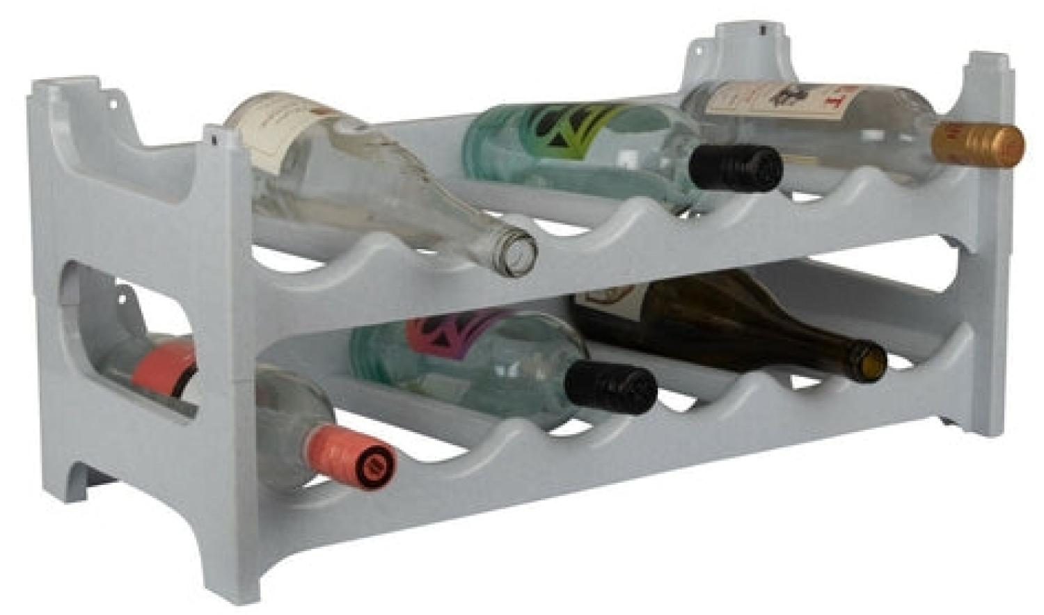 ARTECSIS Weinregal aus Kunststoff, stapelbares Flaschenregal modular erweiterbar granitgrau - 10er Set für 60 Flaschen Bild 1