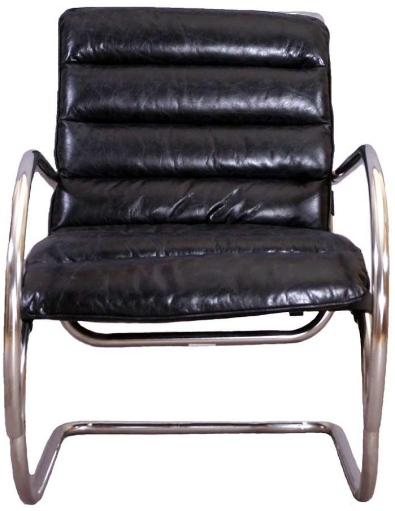 Freischwinger-Sessel Brisbane Vintage-Leder Stahlrohr "Belon-Black" Bild 1