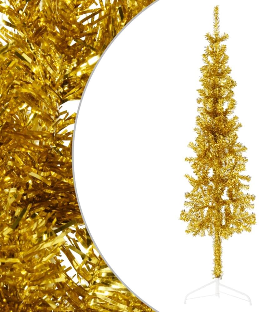 Künstlicher Halb-Weihnachtsbaum mit Ständer Schlank Gold 120 cm Bild 1