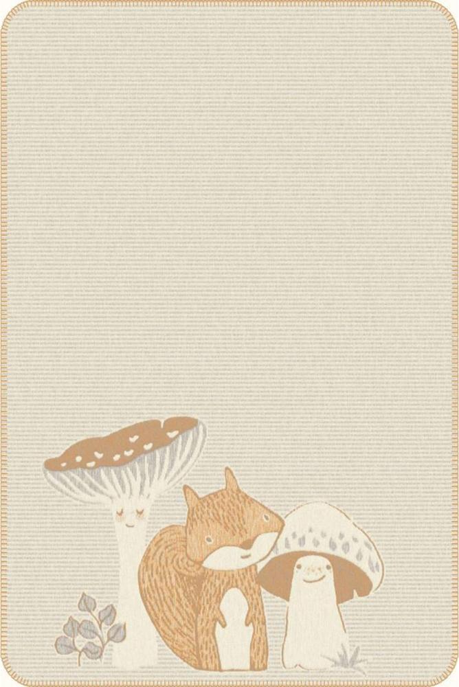 Ibena Kinder Jacquard Decke Pilze beige | 100x150 cm Bild 1
