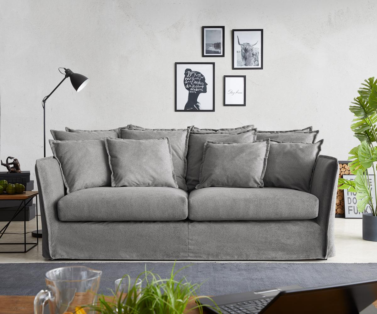 Hussensofa Ayla 208x139 cm Taupe mit Kissen Couch Bild 1