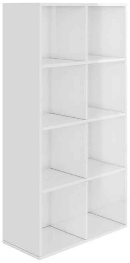vidaXL Bücherregal/Sideboard Hochglanz-Weiß 66×30×130 cm Spanplatte Bild 1