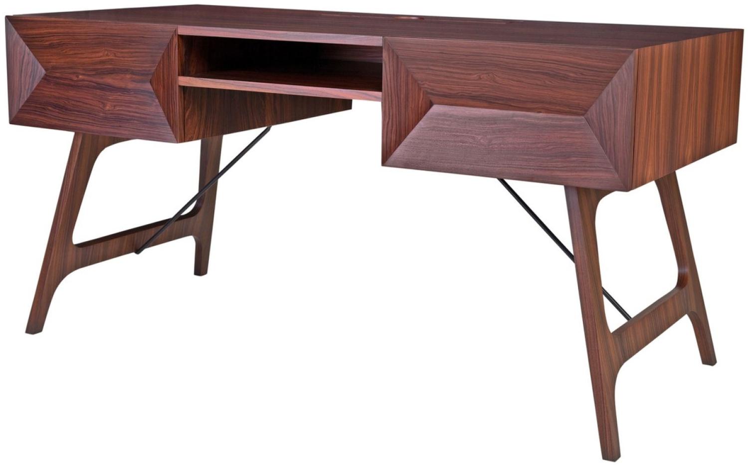 Casa Padrino Luxus Rosenholz Schreibtisch mit 2 Schubladen Braun 150 x 70 x H. 76 cm - Luxus Büromöbel Bild 1