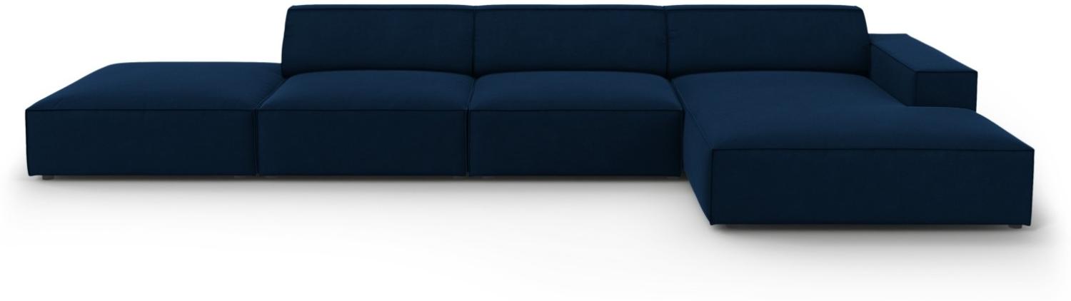 Micadoni 5-Sitzer Samtstoff Ecke rechts Sofa Jodie | Bezug Royal Blue | Beinfarbe Black Plastic Bild 1