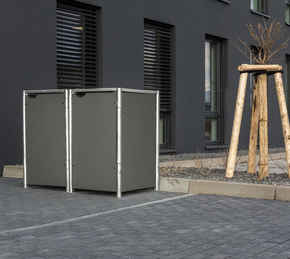 Hide Metall Mülltonnenbox für 2 Mülltonnen 240 Liter | Grau | 81x140x115 cm Bild 1