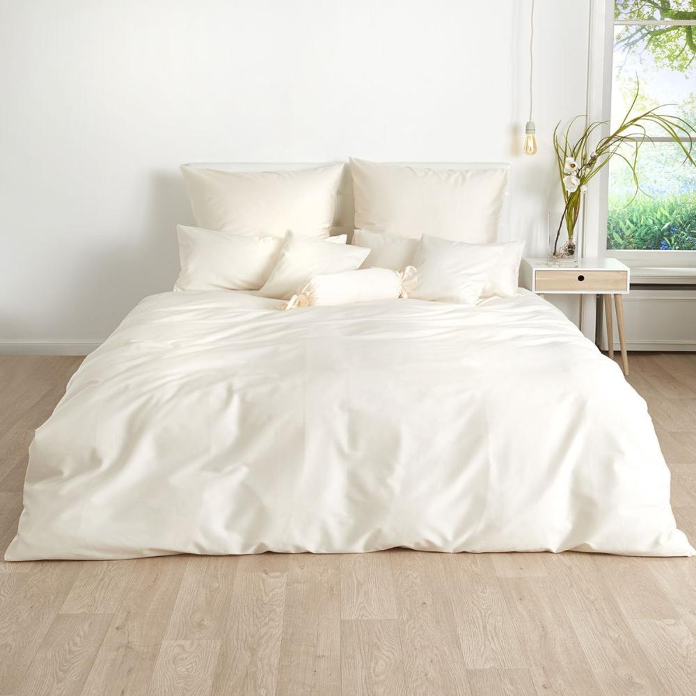 Traumschlaf Uni Mako-Satin Bettwäsche, Bettbezüge und Kissenbezüge einzeln|Bettbezug einzeln 200x220 cm| creme Bild 1