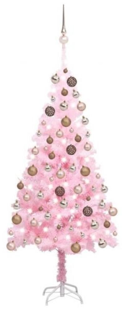 vidaXL Künstlicher Weihnachtsbaum mit LEDs & Kugeln Rosa 150 cm PVC, Mit Beleuchtung [3077584] Bild 1