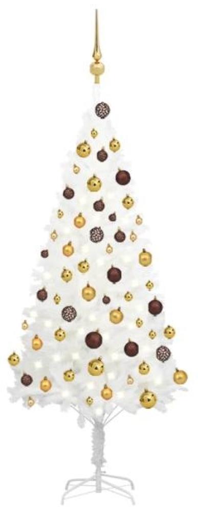 vidaXL Künstlicher Weihnachtsbaum mit LEDs & Kugeln Weiß 120 cm, Mit Beleuchtung [3077546] Bild 1