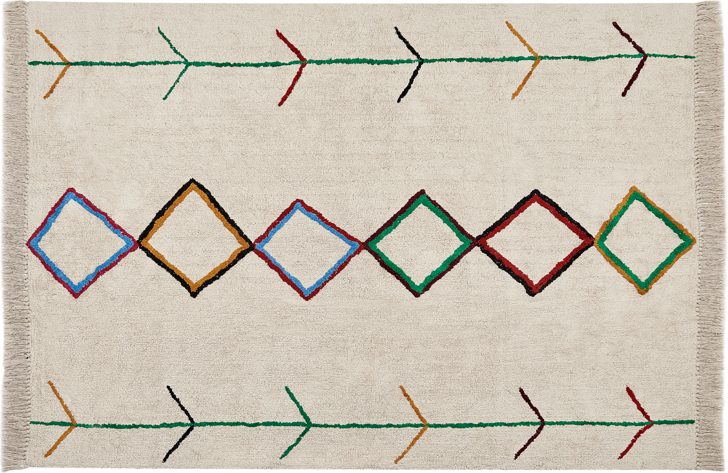 Teppich Baumwolle beige 160 x 230 cm geometrisches Muster Kurzflor CETMI Bild 1
