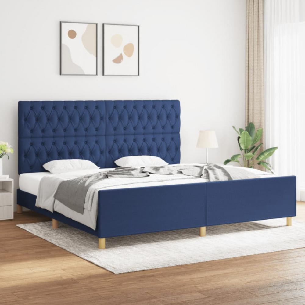 Doppelbett mit Kopfteil Stoff Blau 200 x 200 cm [3125330] Bild 1