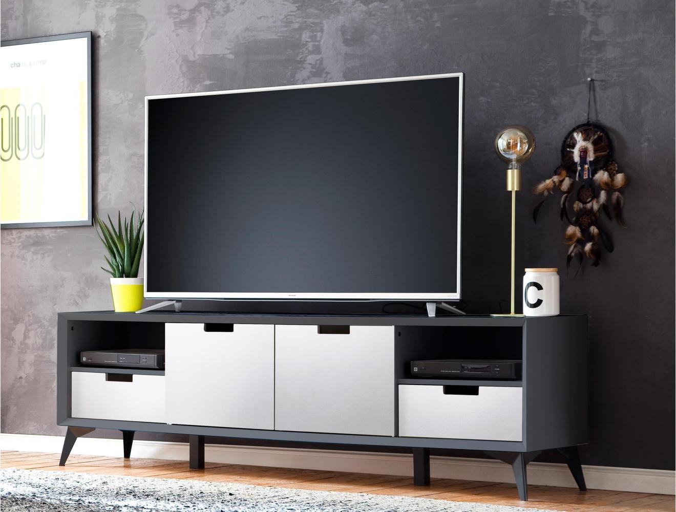 TV-Board >Nemea< in Grau matt - 180x60x40cm (BxHxT) Bild 1