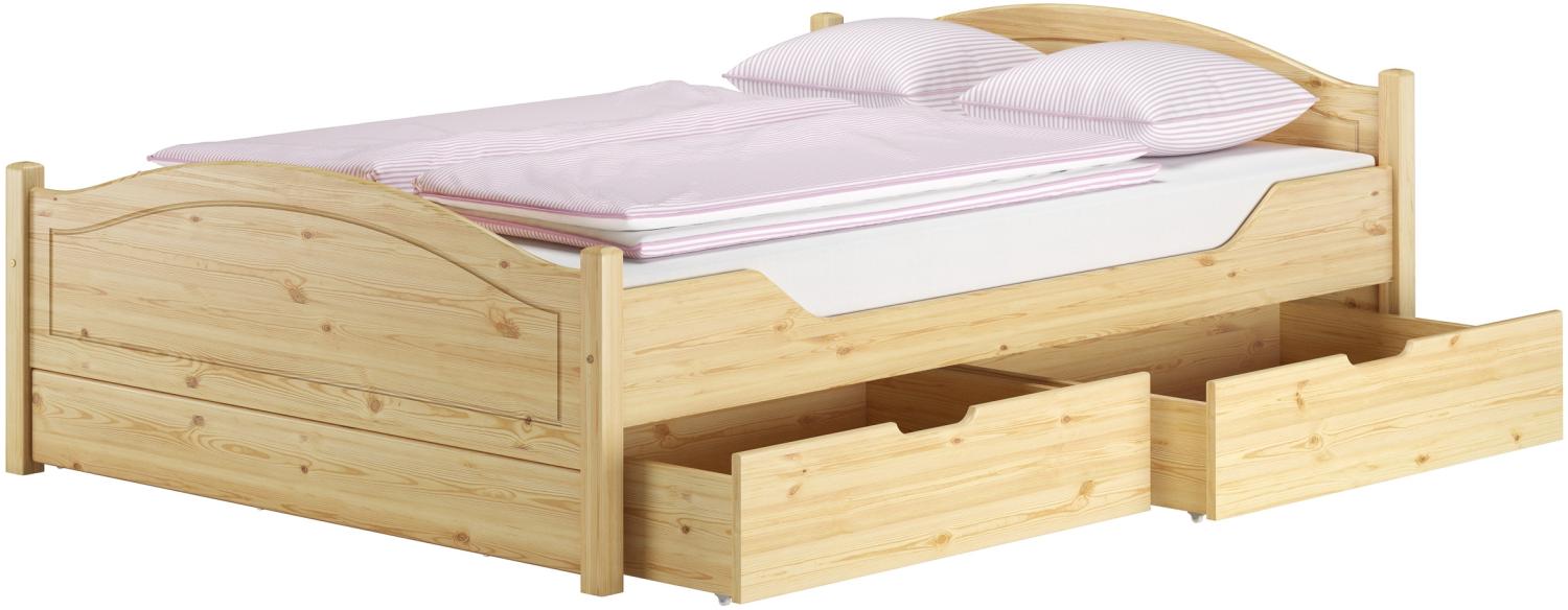 Doppelbett Massivholz 140x200 Komplettset Bett mit Staukasten V-60. 33-14ohne Zubehör Bild 1