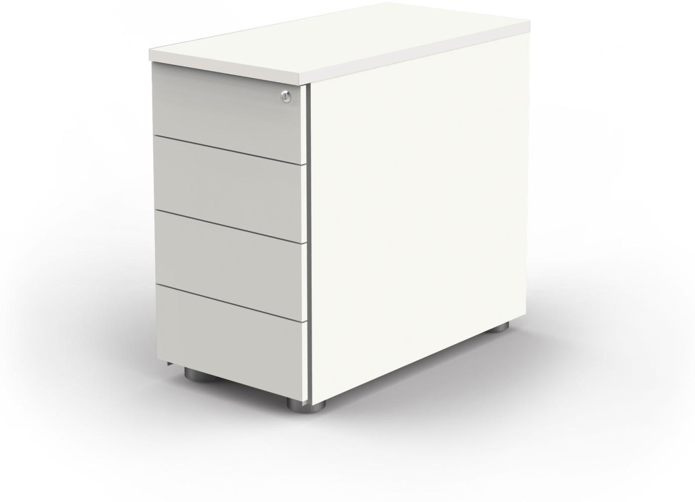 Anstellcontainer, 43x80x72-76 cm, abschließbar, Weiß Bild 1