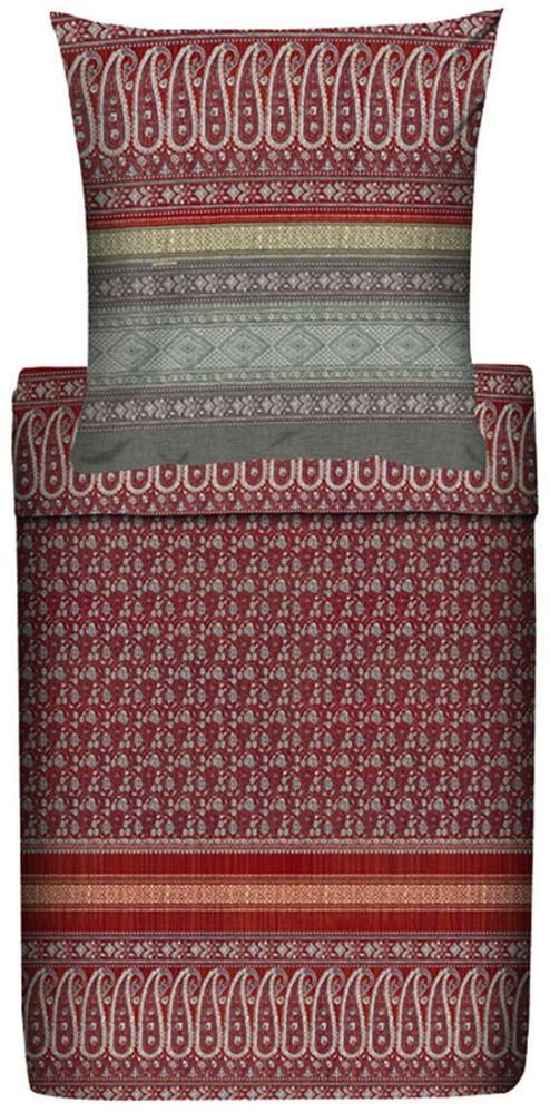 Bassetti Mako-Satin Bettwäsche 155x220 Ducale R2 Paisley Streifen rot braun taupe Bild 1