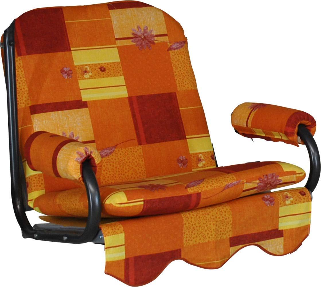 Angerer Hollywoodschaukel Auflage 1-Sitzer - passend für viele 1-Sitzer Hollywoodschaukeln - Schaukelauflage Made in Germany (Orange-Gelb Gemustert) Bild 1