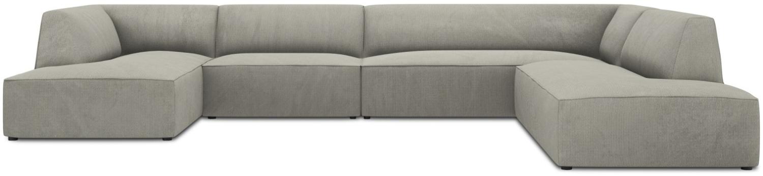 Micadoni 7-Sitzer Panorama Ecke rechts Sofa Ruby | Bezug Light Grey | Beinfarbe Black Plastic Bild 1