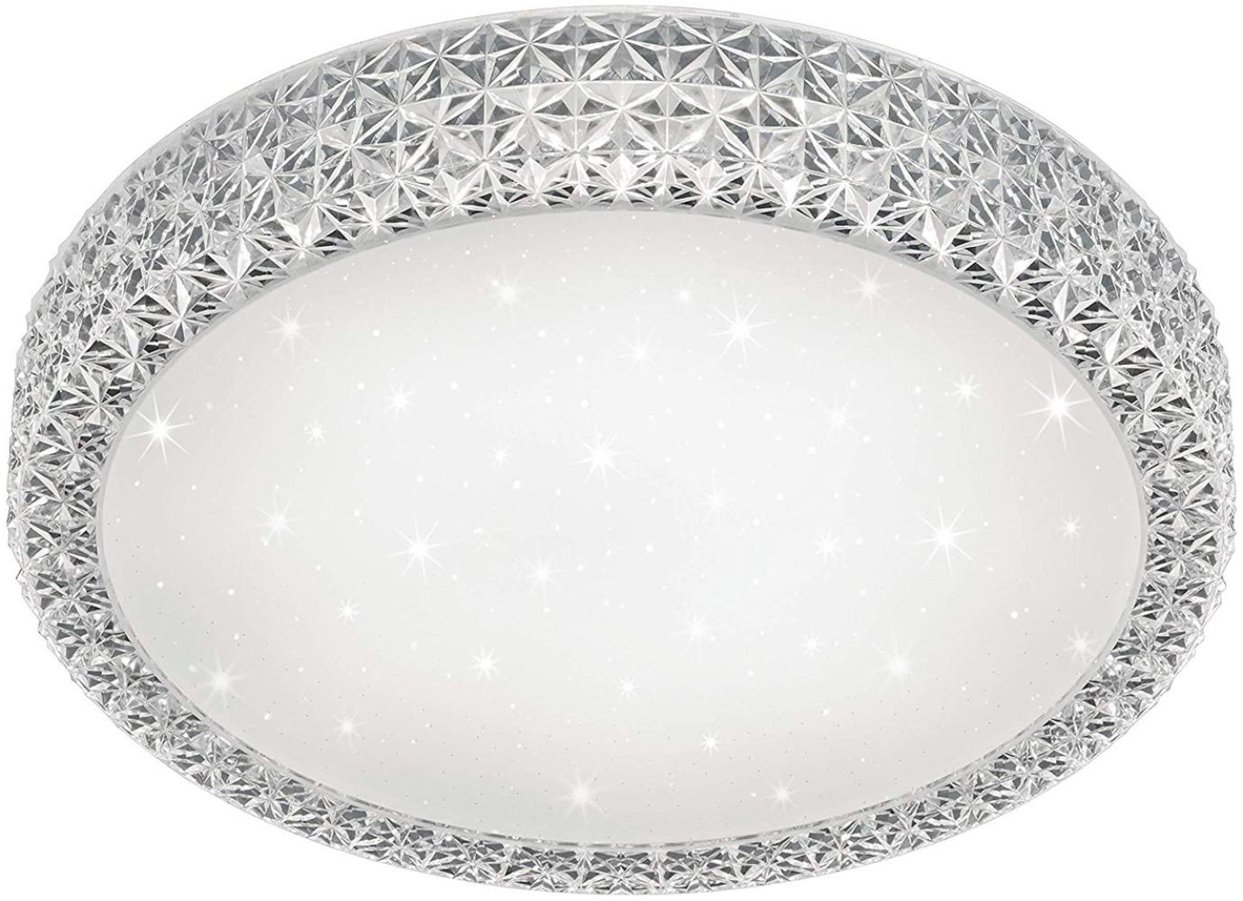 Dimmbare LED Deckenlampe PEGASUS Fernbedienung Ø60cm H. 11cm Weiß Kristall-Optik Bild 1
