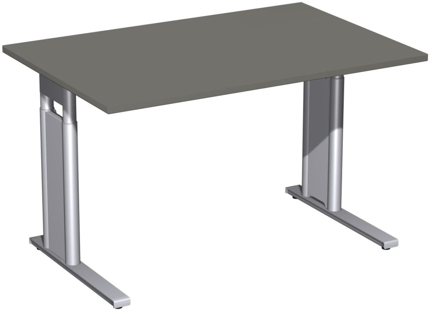Schreibtisch 'C Fuß Pro' höhenverstellbar, 120x80cm, Graphit / Silber Bild 1